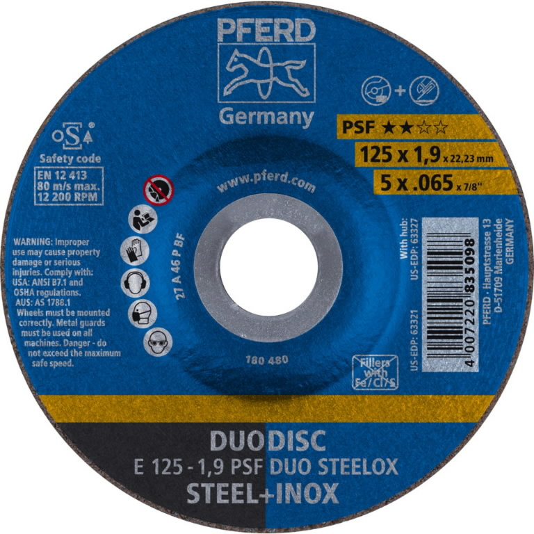 Disque abrasif Pferd PSF DUO Steelox; 125x1,9x22,23 mm