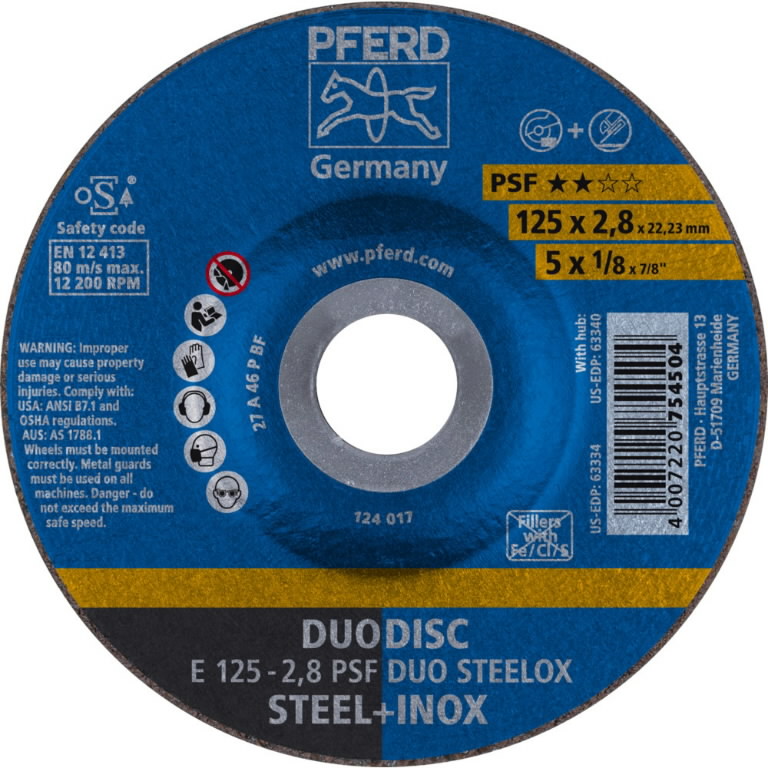 Disque abrasif Pferd PSF DUO Steelox; 125x2,8x22,23 mm
