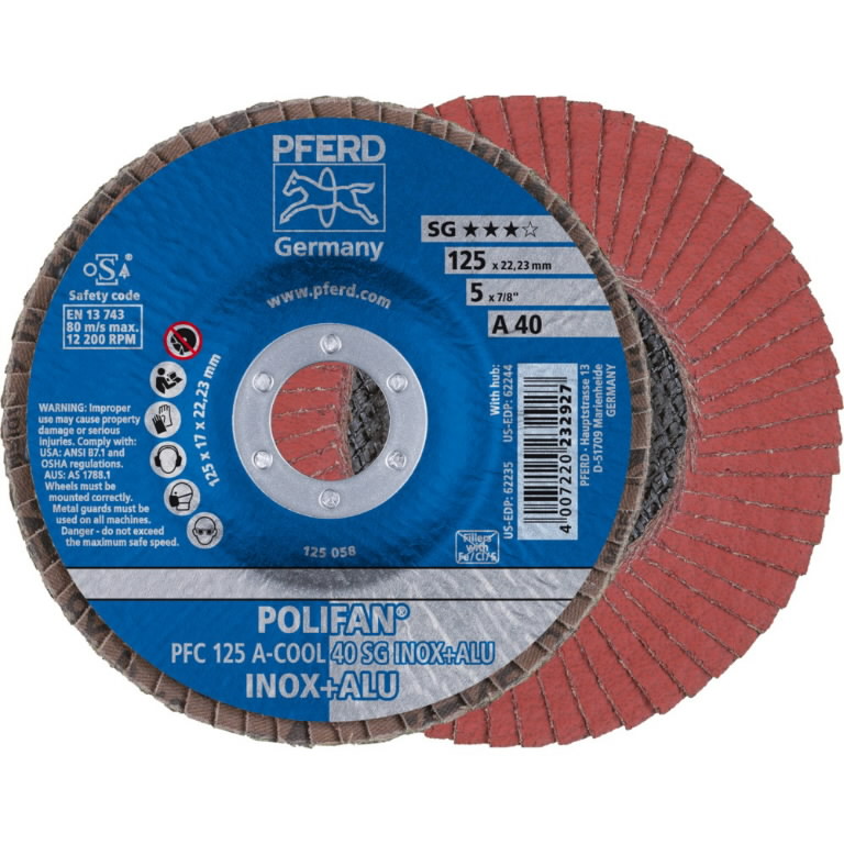 Meule-éventail Pferd PFC SG A-Cool Inox+Alu; 125 mm; A40