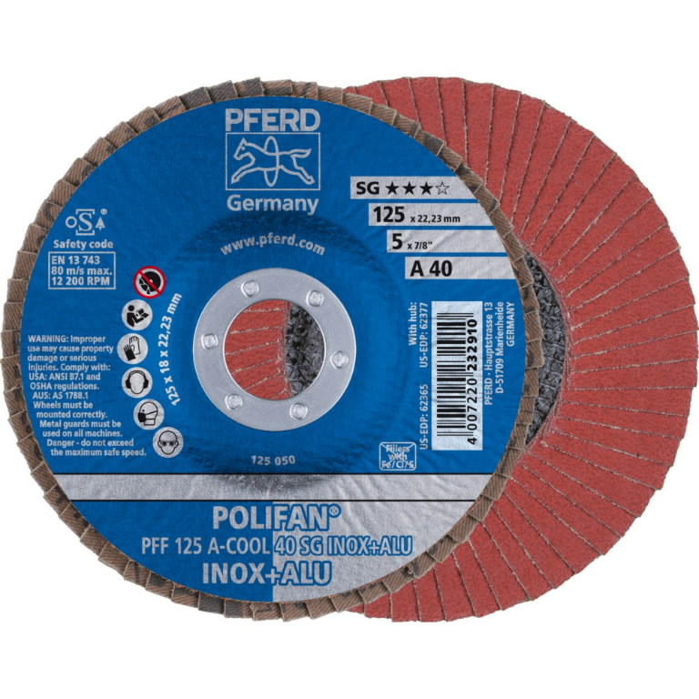 Meule-éventail Pferd PFF SG A-Cool Inox+Alu; 125 mm; A40