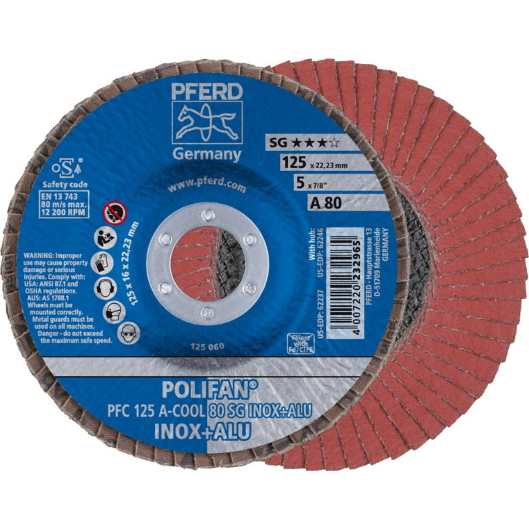 Meule-éventail Pferd PFC SG A-Cool Inox+Alu; 125 mm; A80