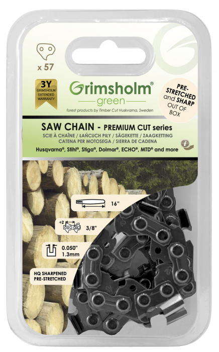 Chaîne de scie Grimsholm Premium Cut; 16''; 40 cm; 3/8''; 57; 1,3 mm