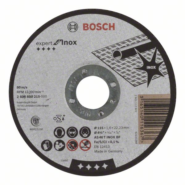 Disque abrasif Bosch AS 46 T INOX BF; 115x1,6 mm