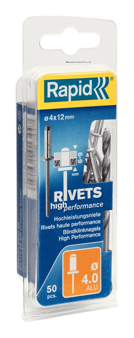 Rivets Rapid; 4 mm; 12 mm; 50 unités