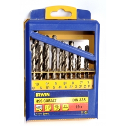 Jeu de forets en métal Irwin Cobalt; 1-10 mm; 19 unités