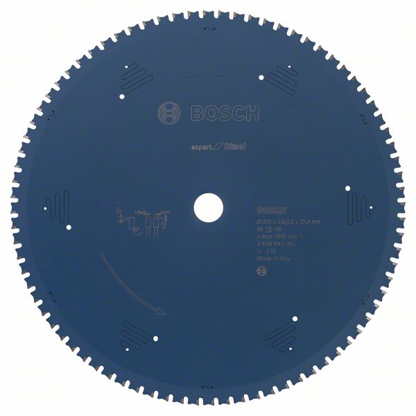 Lame de scie pour le métal Bosch; 355x2,5x25,4 mm; Z80; 0°