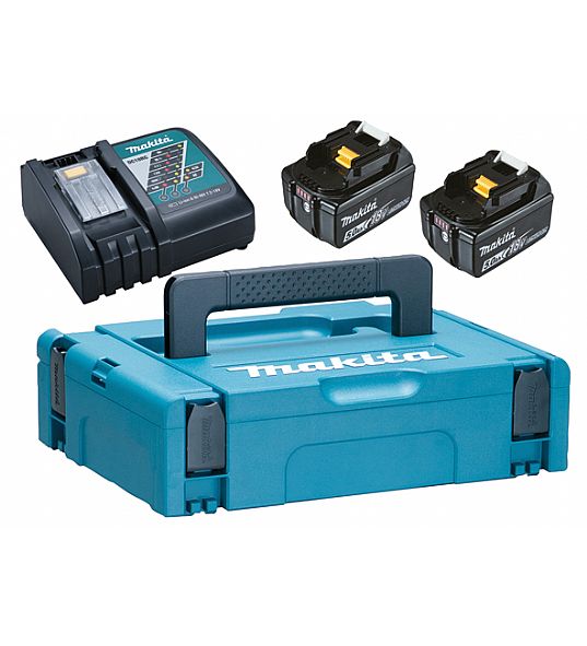 Batterie Makita 197624-2; 18 V; 2x5,0 Ah; Li-ion + Chargeur DC18RC + Valise
