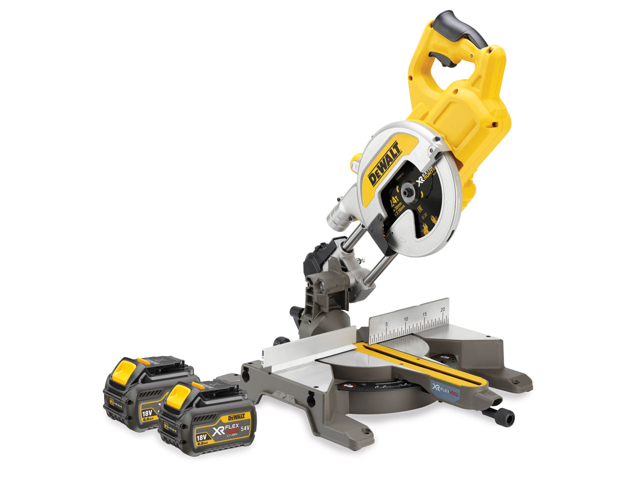 Scie à onglets composés DeWalt FlexVolt DCS777T2; 54 V; 2x6,0 Ah accu.