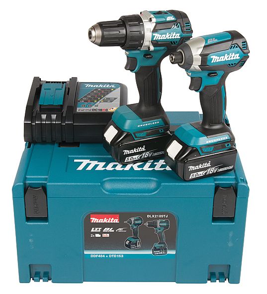 Ensemble d'outils Makita DLX2189TJ (DDF484 + DTD153); 18 V; 2x5,0 Ah accu.