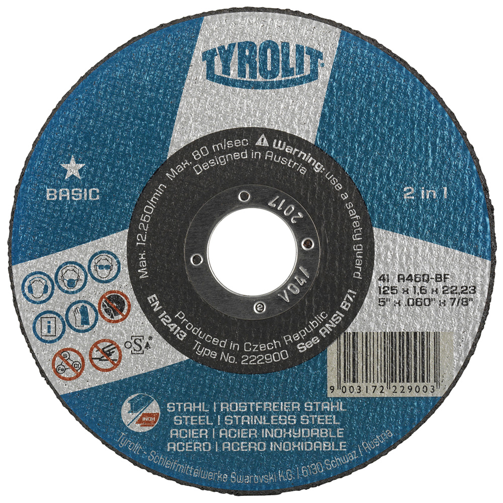 Disque abrasif Tyrolit; 125x1,0 mm pour le métal