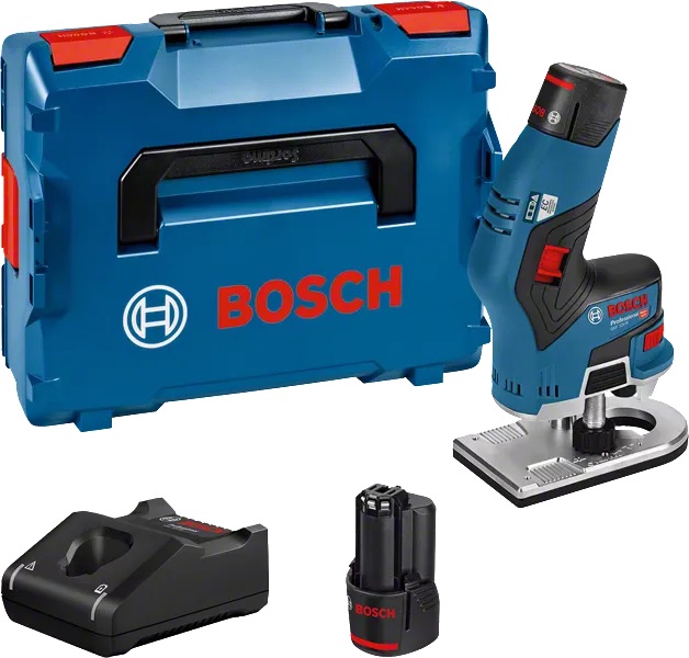 Fraise Bosch GKF 12V-8; 12 V; 2x3,0 Ah accu.