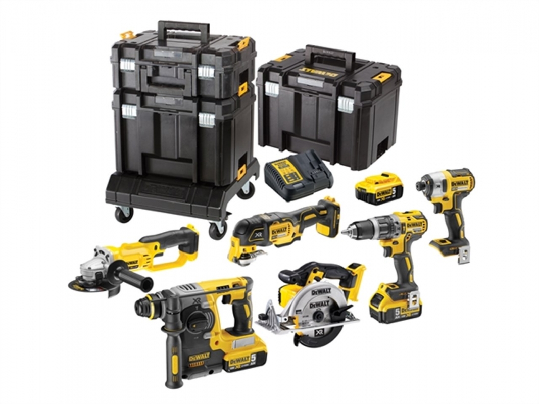 Ensemble d'outils Dewalt DCK654P3T (DCD796 + DCF887 + DCG412 + DCS355 + DCS391 + DCB273); 18 V; 3x5,0 Ah accu.