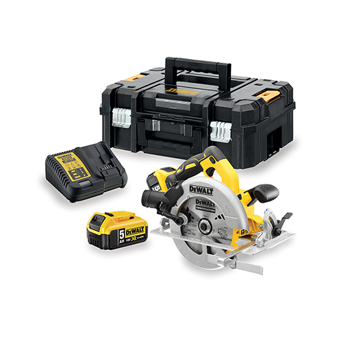Scie circulaire sans fil Dewalt DCS570P2; 18 V; 2x5,0 Ah accu.