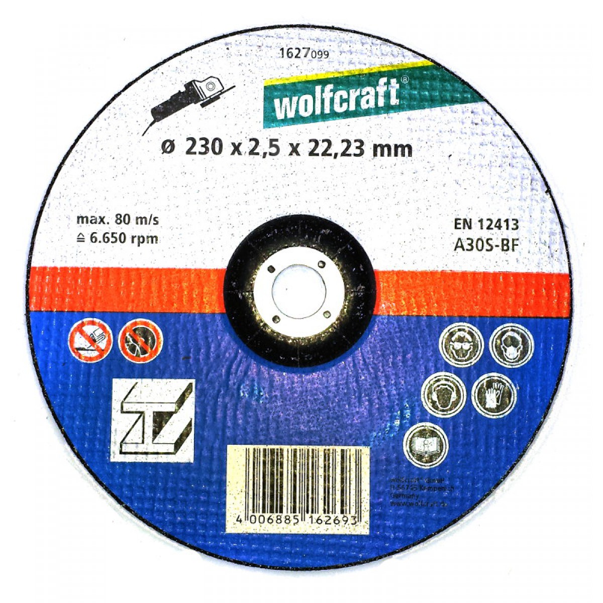 Disque abrasif Wolfcraft 1627099; 230x2,5 mm pour le métal