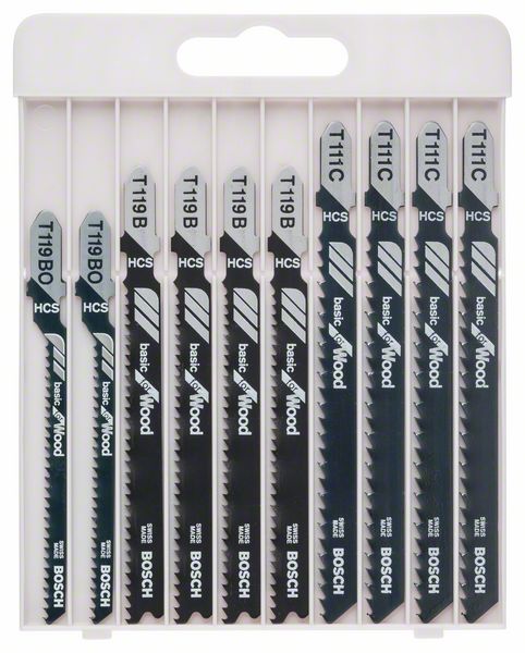 Jeu de lames de scie sauteuse Bosch ''Basic for Wood'' T119BO; T119B; T111C; 10 unités