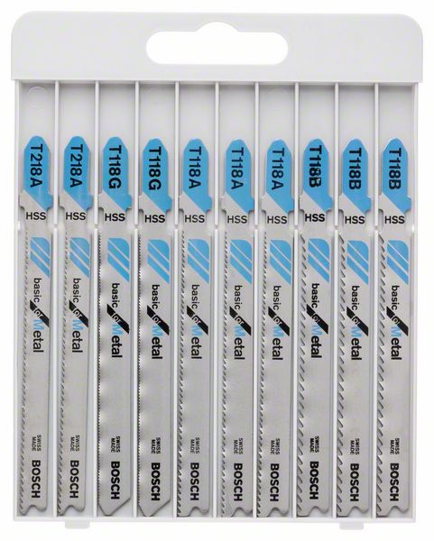 Jeu de lames de scie sauteuse Bosch ''Basic for Metal'' T218A; T118G; T118A; T118B; 10...