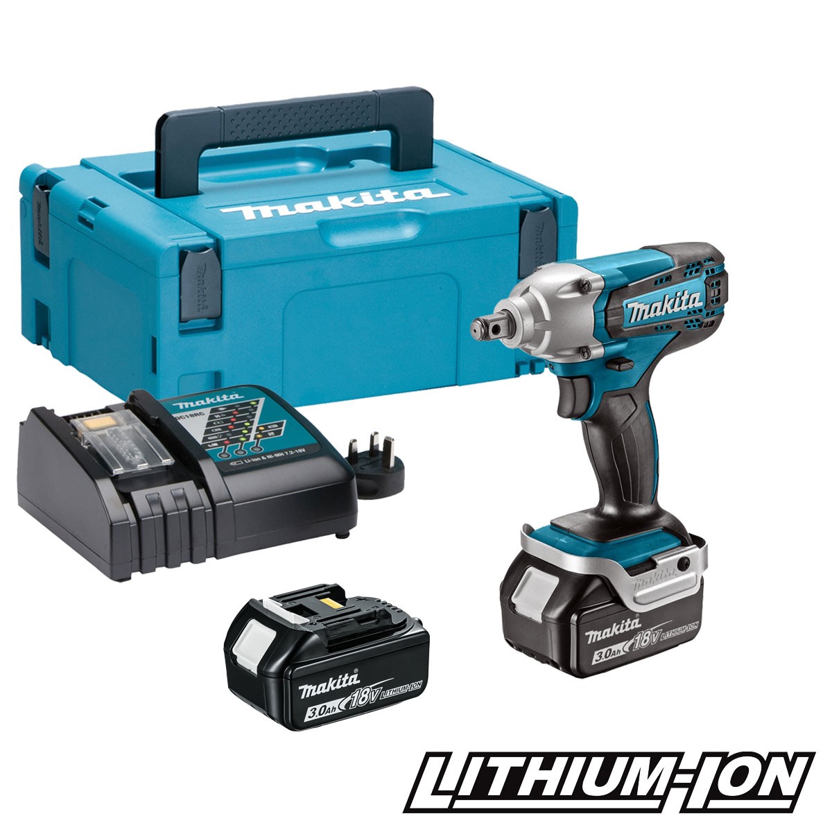 Clé à chocs Makita DTW190RFJ; 18 V; 2x3,0 Ah accu.