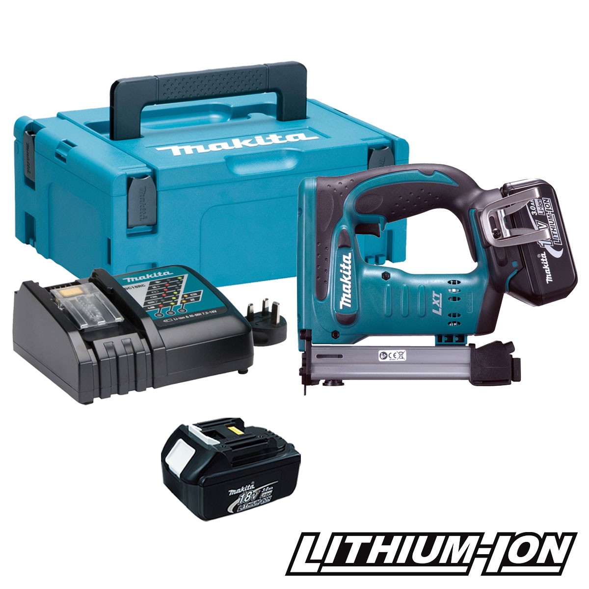 Agrafeuse Makita DST221RFJ; 18 V; 2x3,0 Ah accu.