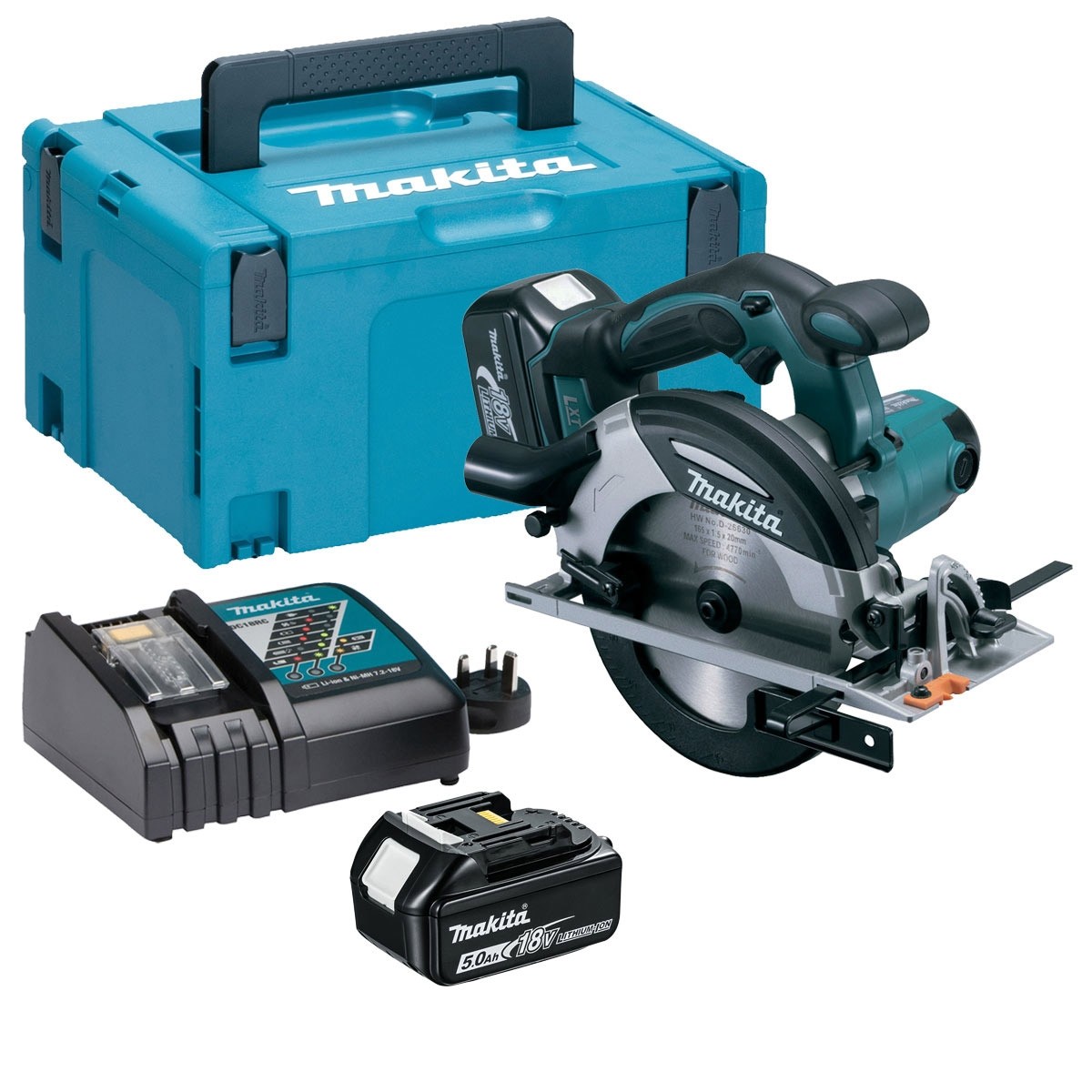 Scie circulaire sans fil Makita DHS630RTJ; 18 V; 2x5,0 Ah accu.