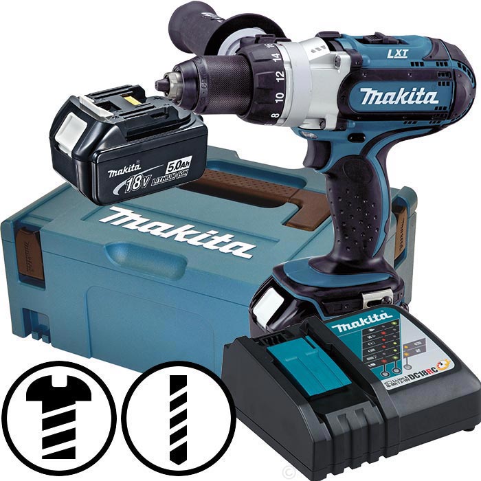 Perceuse Makita DDF451RTJ; 18 V; 2x5,0 Ah accu.