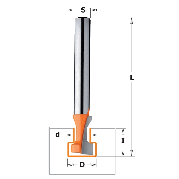 Coupe-trou pour le rainurage des rainures en T CMT 950.005.11; S=8 mm; D=17,5 mm