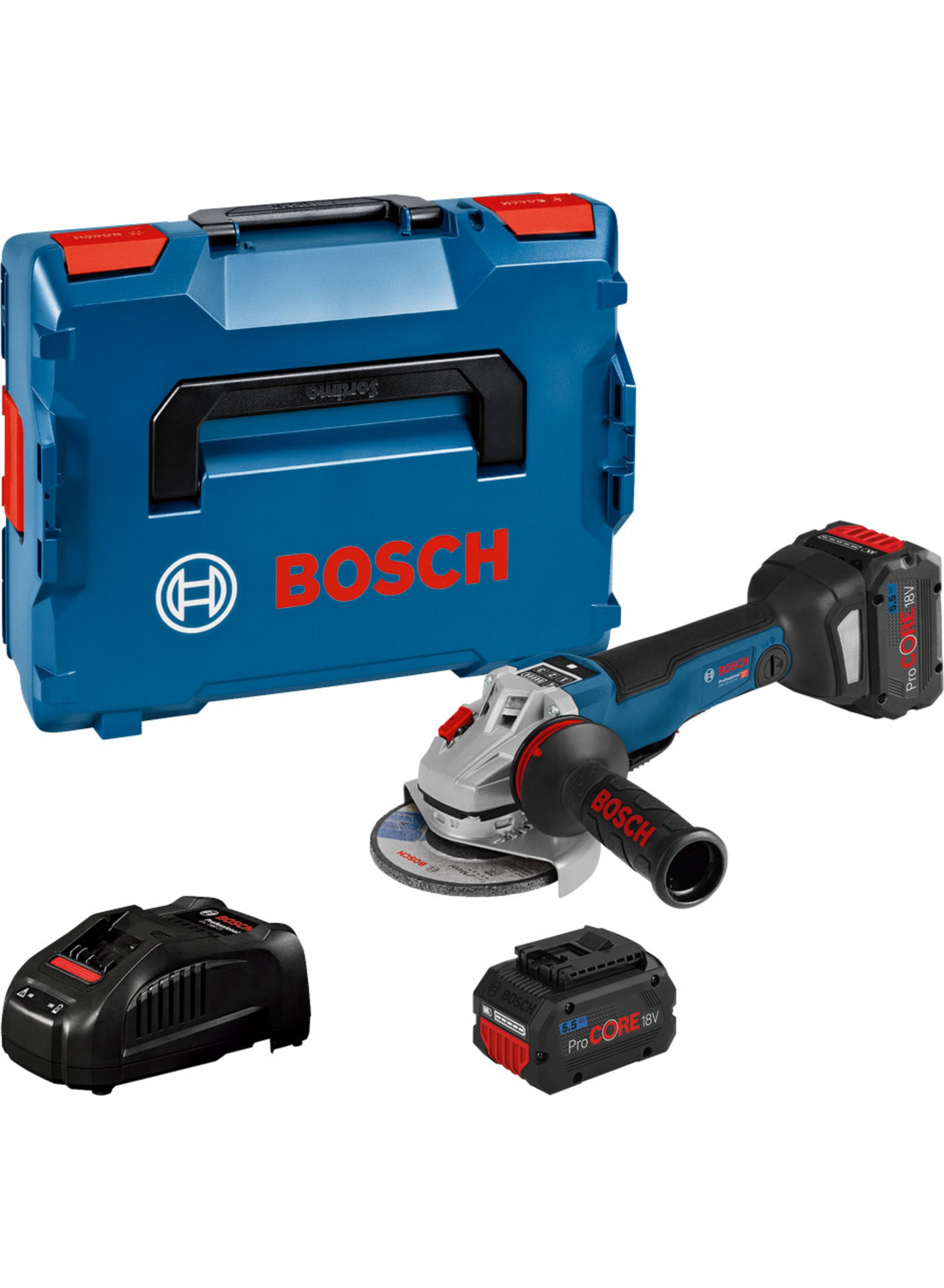 Meuleuse d'angle Bosch GWS 18V-10 PSC; 2x5,5 Ah accu.