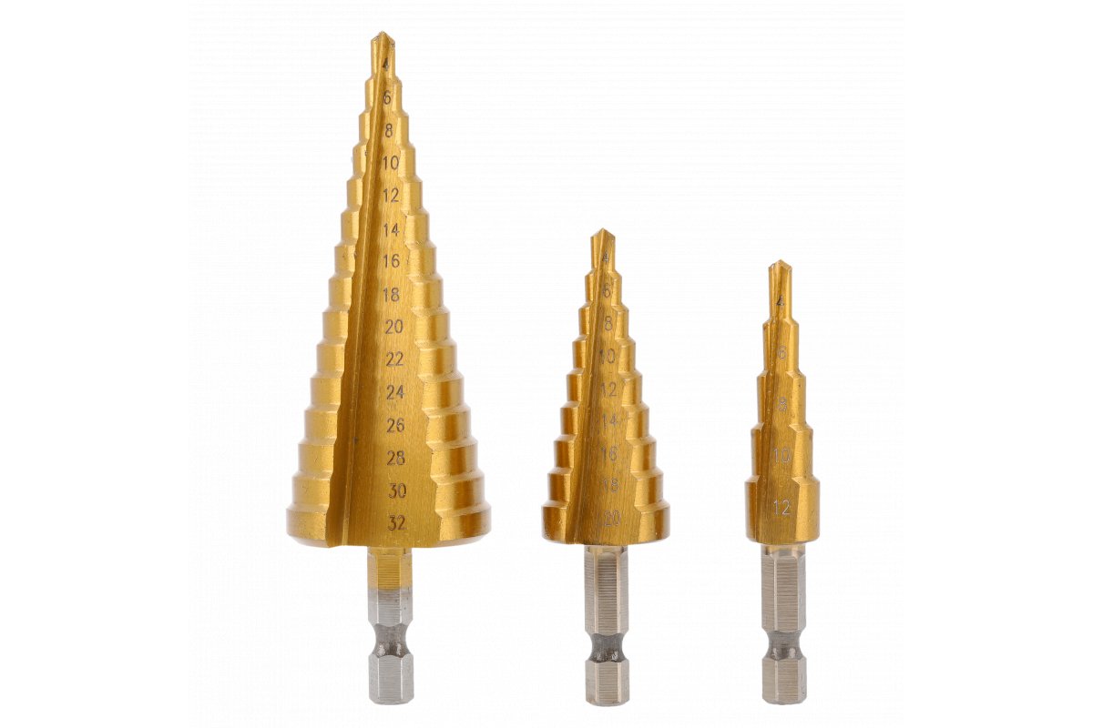 Perceuse à cône en tôle Hogert HT6D325; 1/4''; 4-12/4-20/4-32 mm; 3 unités