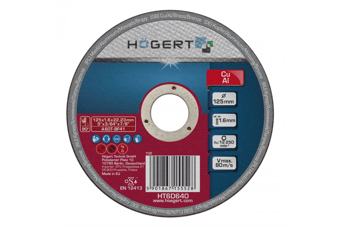 Disque abrasif Hogert HT6D640; 125x22,23 mm