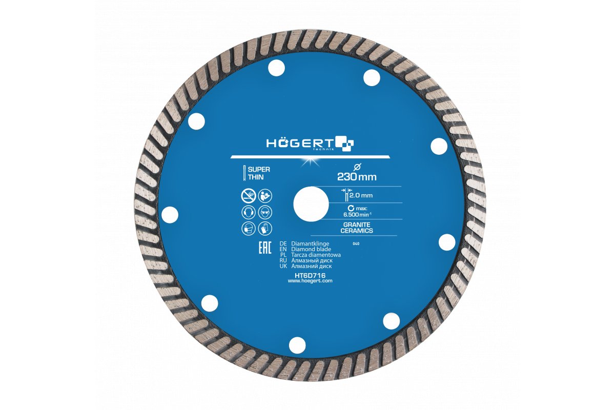 Disque à tronçonner diamanté Hogert HT6D716; 230 mm