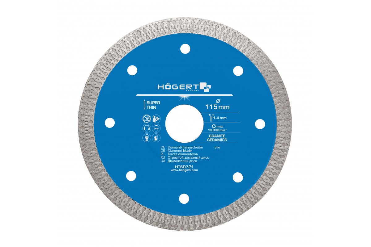 Disque à tronçonner diamanté Hogert HT6D721; 115 mm