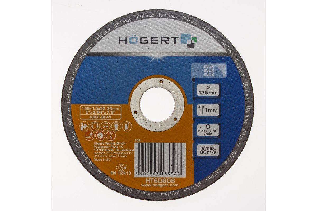 Disque abrasif Hogert HT6D606; 125x22,23 mm