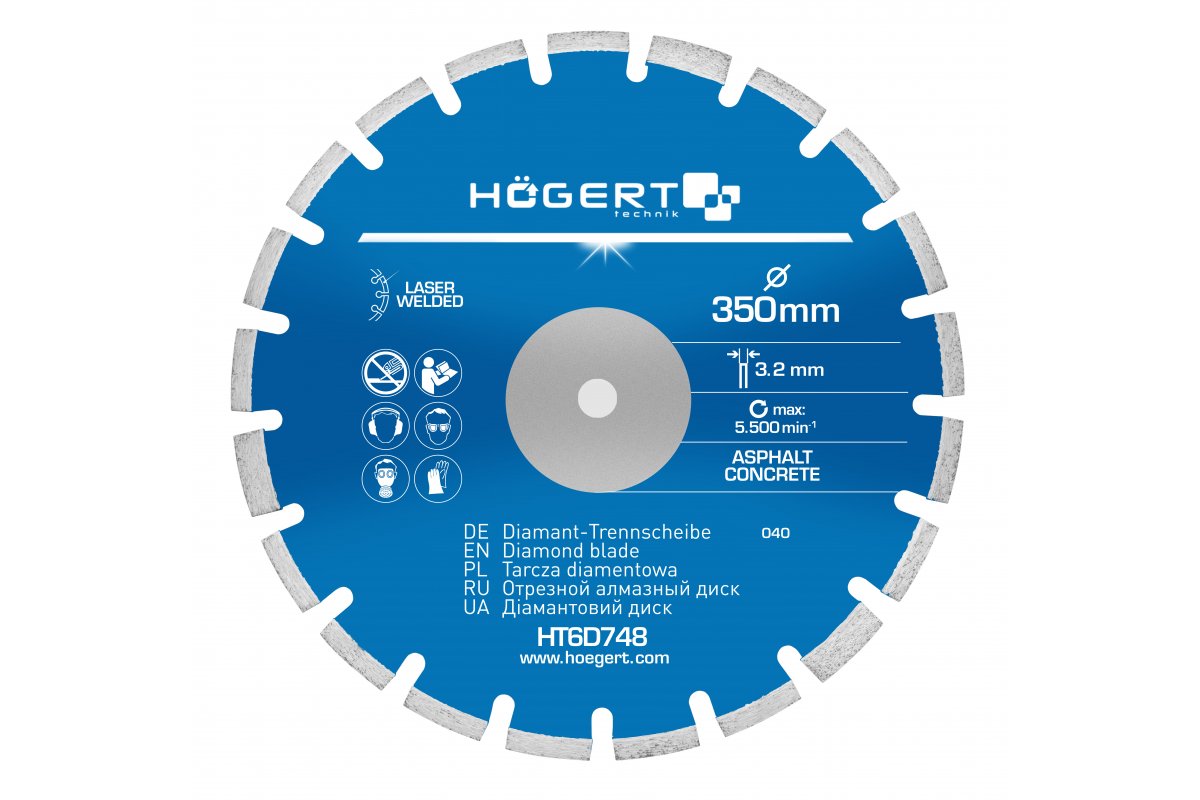 Disque à tronçonner diamanté Hogert HT6D748; 350 mm