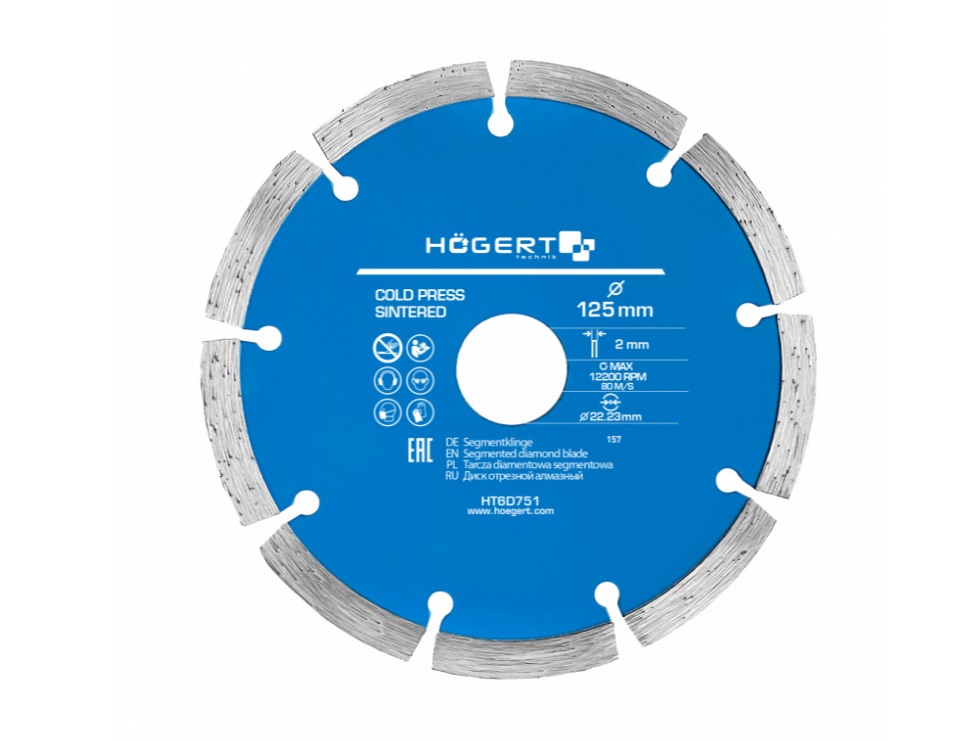 Disque à tronçonner diamanté Hogert HT6D751; 125 mm