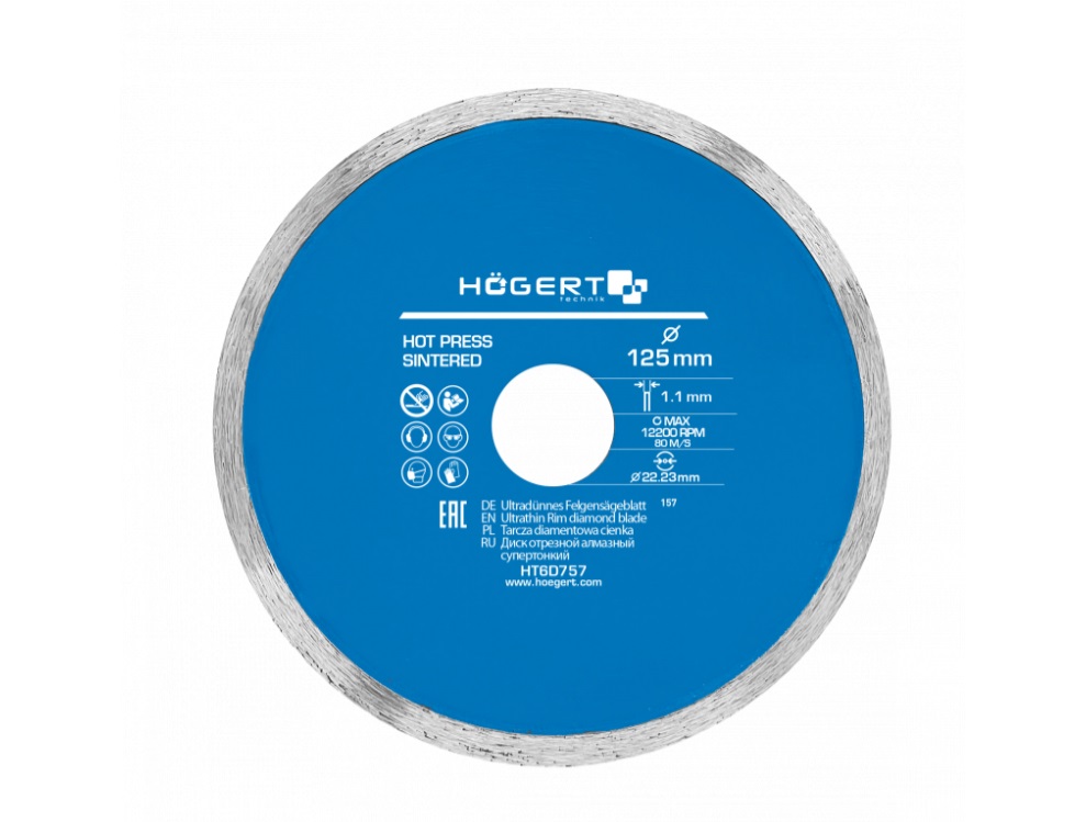 Disque à tronçonner diamanté Hogert HT6D757; 125 mm