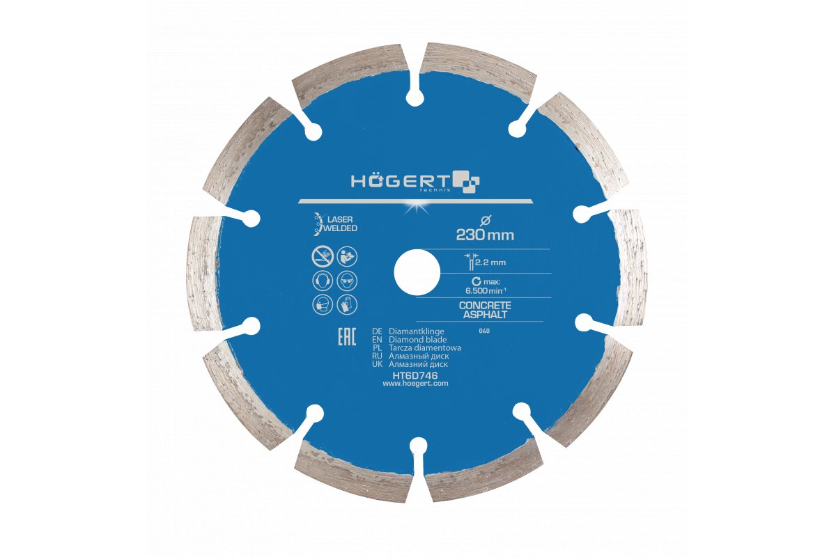 Disque à tronçonner diamanté Hogert HT6D746; 230 mm