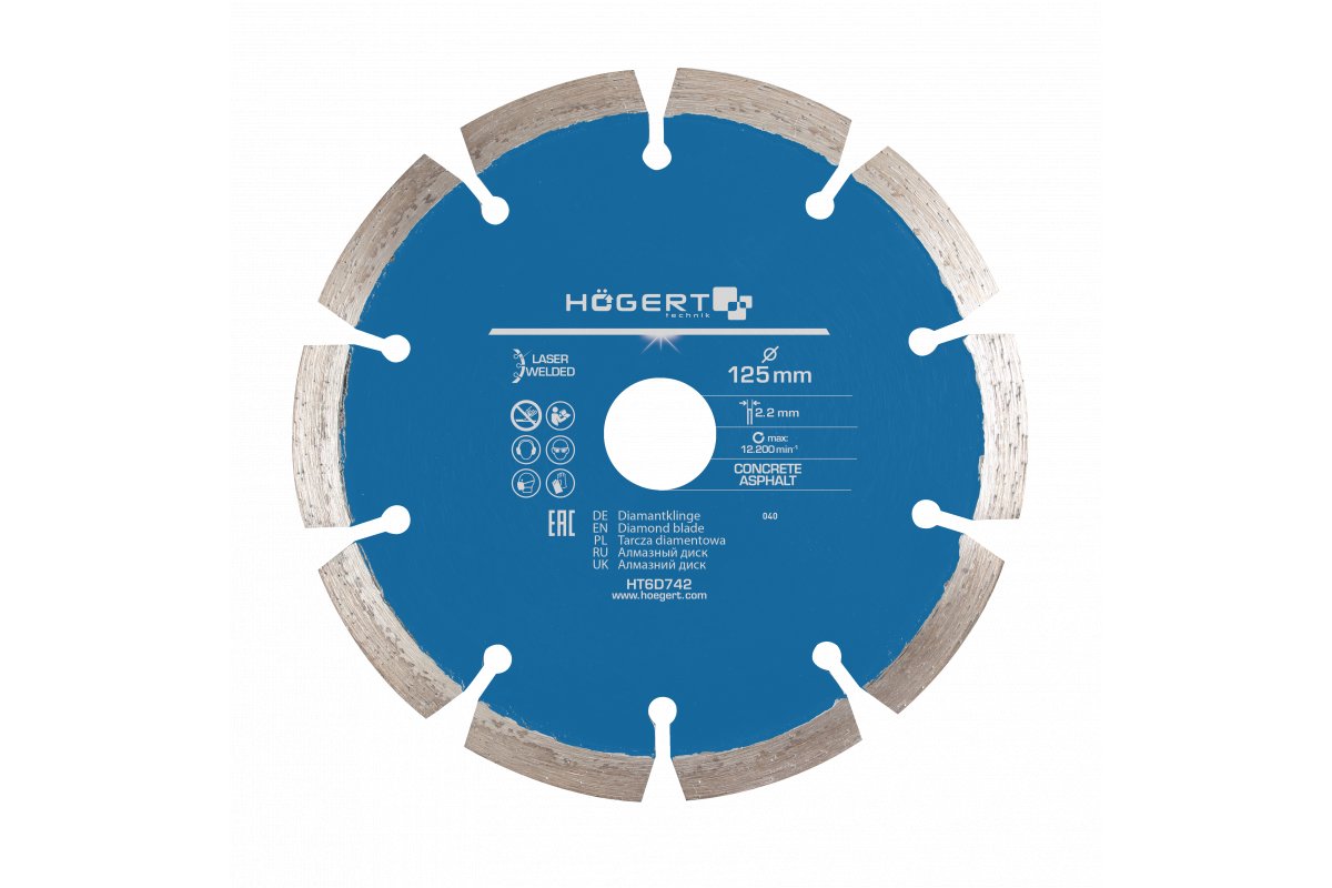 Disque à tronçonner diamanté Hogert HT6D742; 125 mm