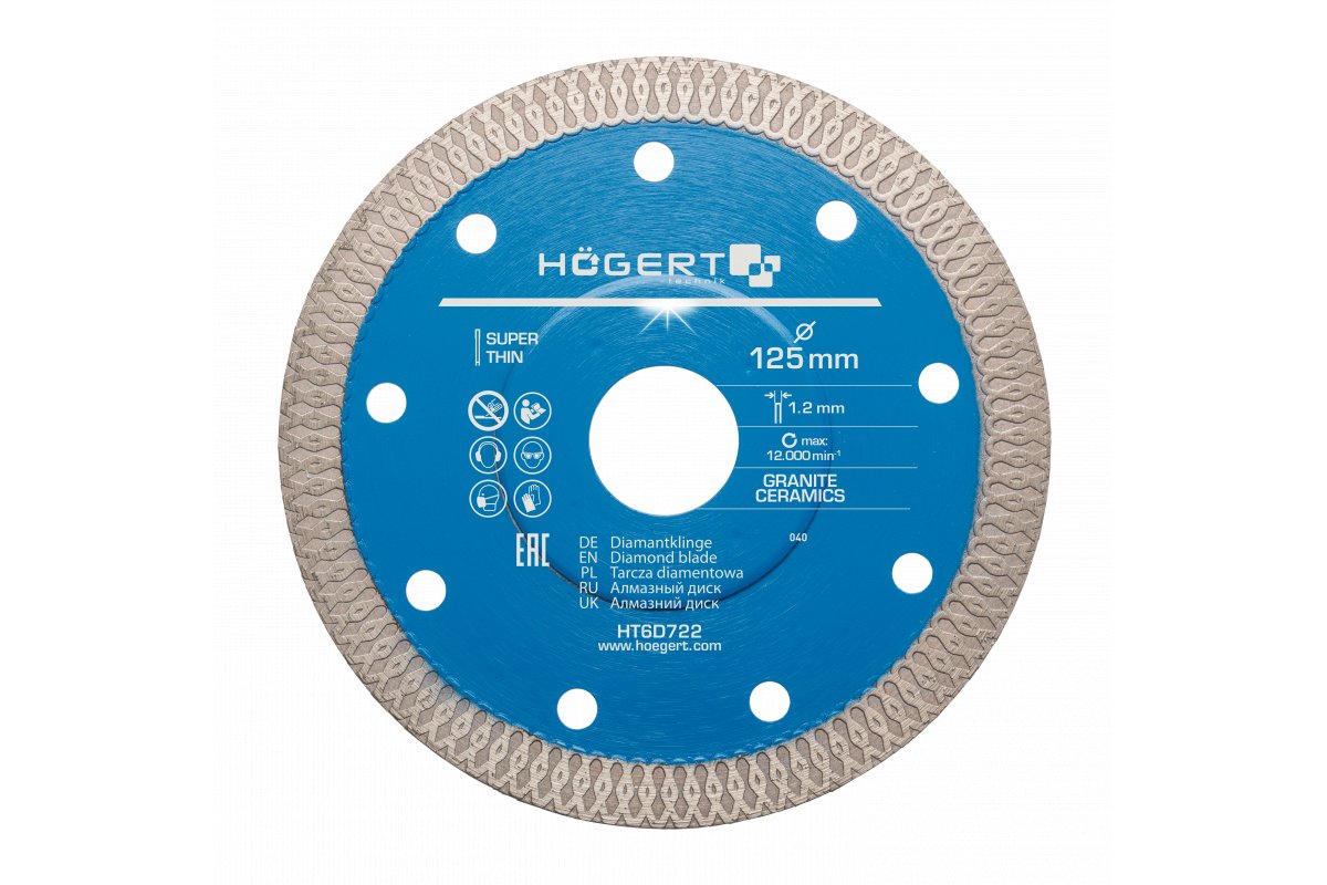 Disque à tronçonner diamanté Hogert HT6D722; 125 mm