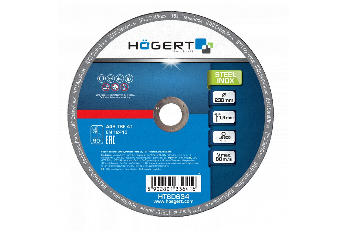 Disque abrasif Hogert HT6D634; 230x22,23 mm