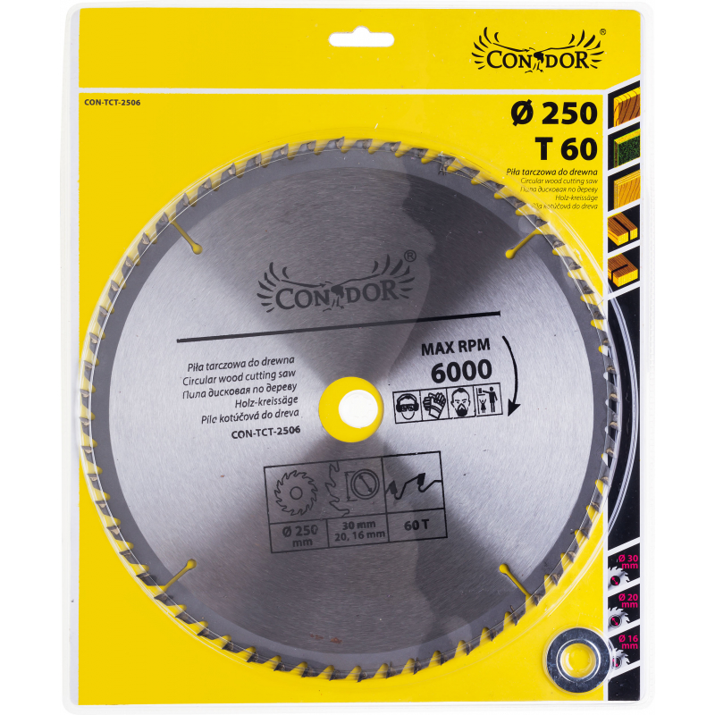 Lame de scie Condor CON-TCT-2506; 250 mm; Z60