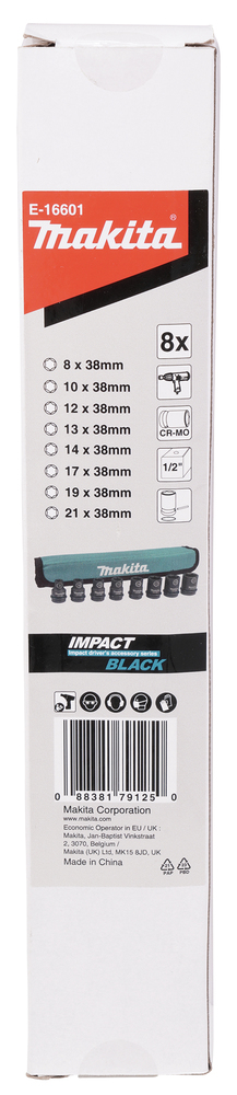 Jeu de clés à douille Makita E-16601; 1/2''; 8-21 mm; 8 unités