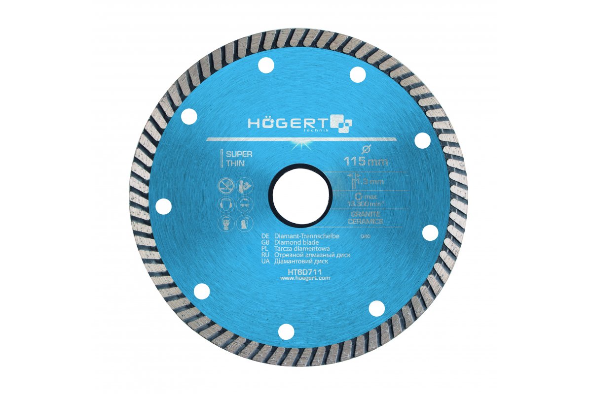 Disque à tronçonner diamanté Hogert HT6D711; 115 mm