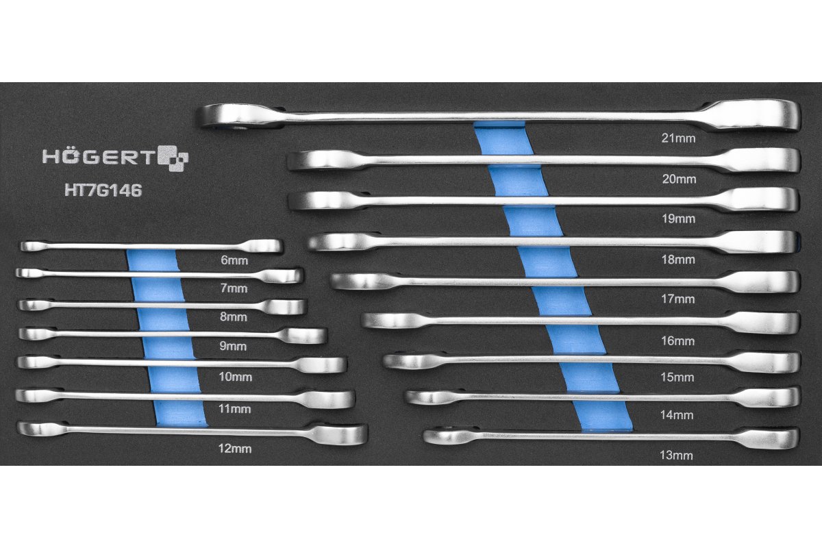 Ensemble de clés à anneau Hogert HT7G146; 6-21 mm; 16 unités
