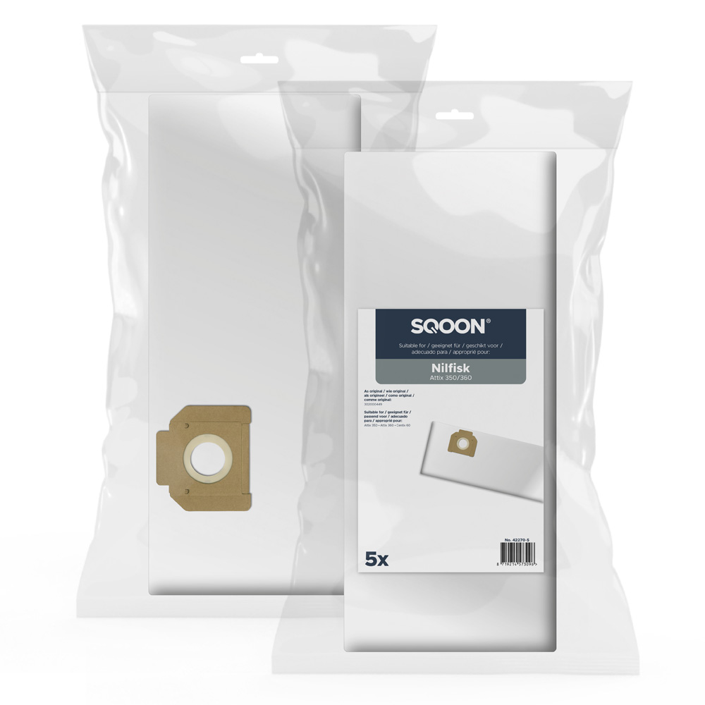 Sac à poussière en tissu SQOON 42270-5; Nilfisk Attix 350/360; 5 unités