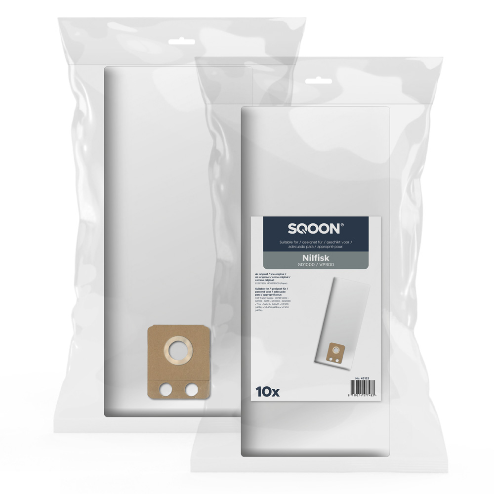 Sac à poussière en tissu SQOON 42122; Nilfisk GD1000/VP300/VP600; 10 unités