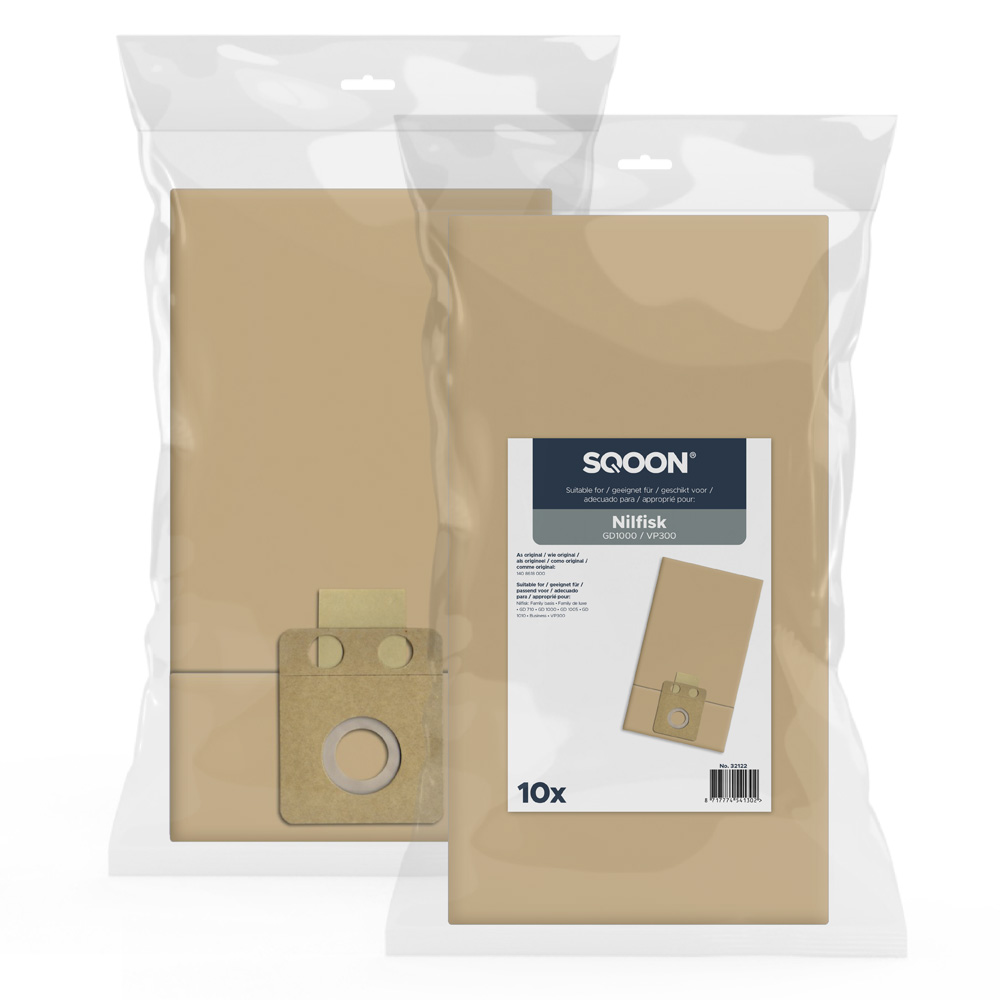Sacs en papier pour aspirateur SQOON 32122; Nilfisk GD1000/VP300/VP600; 10 unités