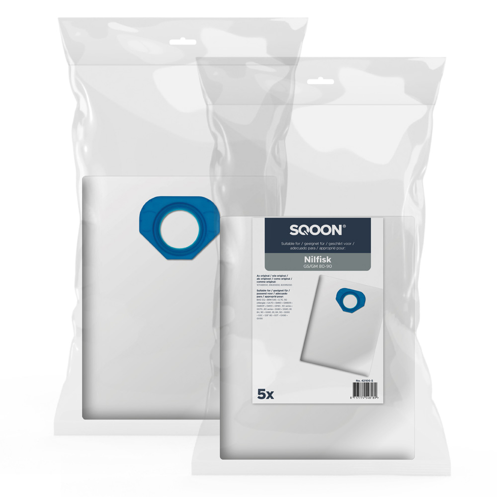 Sac à poussière en tissu SQOON 42100-5; Nilfisk GM80/GM90; 5 unités