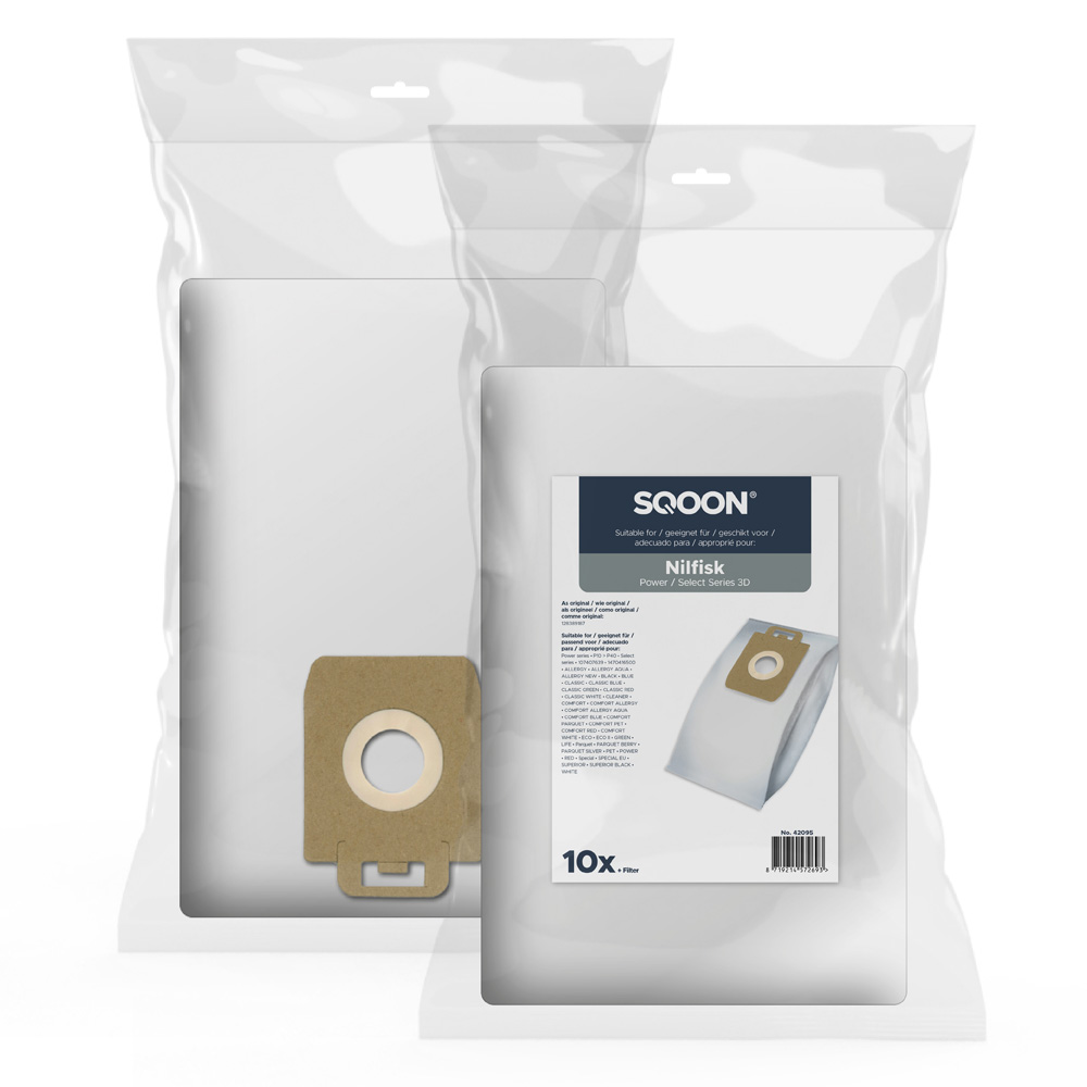 Sac à poussière en tissu SQOON 42095; Nilfisk Power/Select Series 3-D; 10 unités