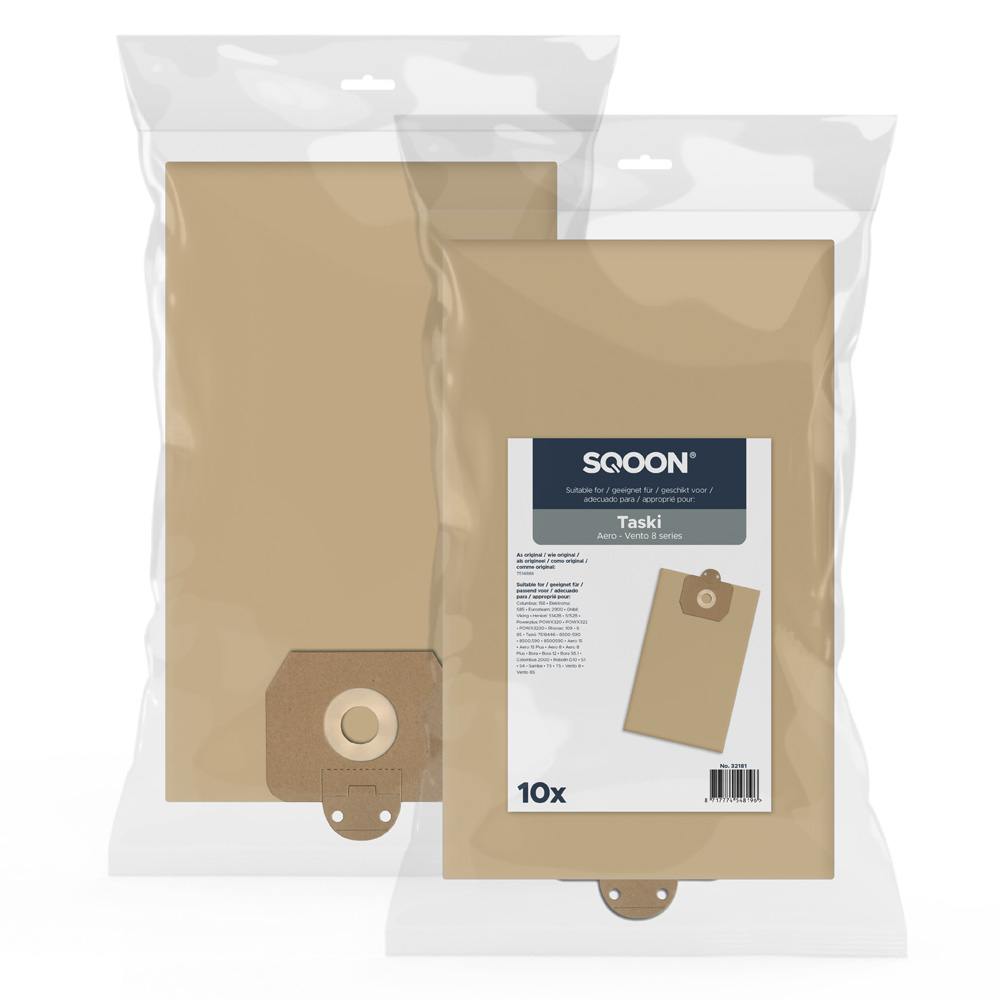 Sacs en papier pour aspirateur SQOON 32181; Taski Vento 8/Cleanfix S10; 10 unités