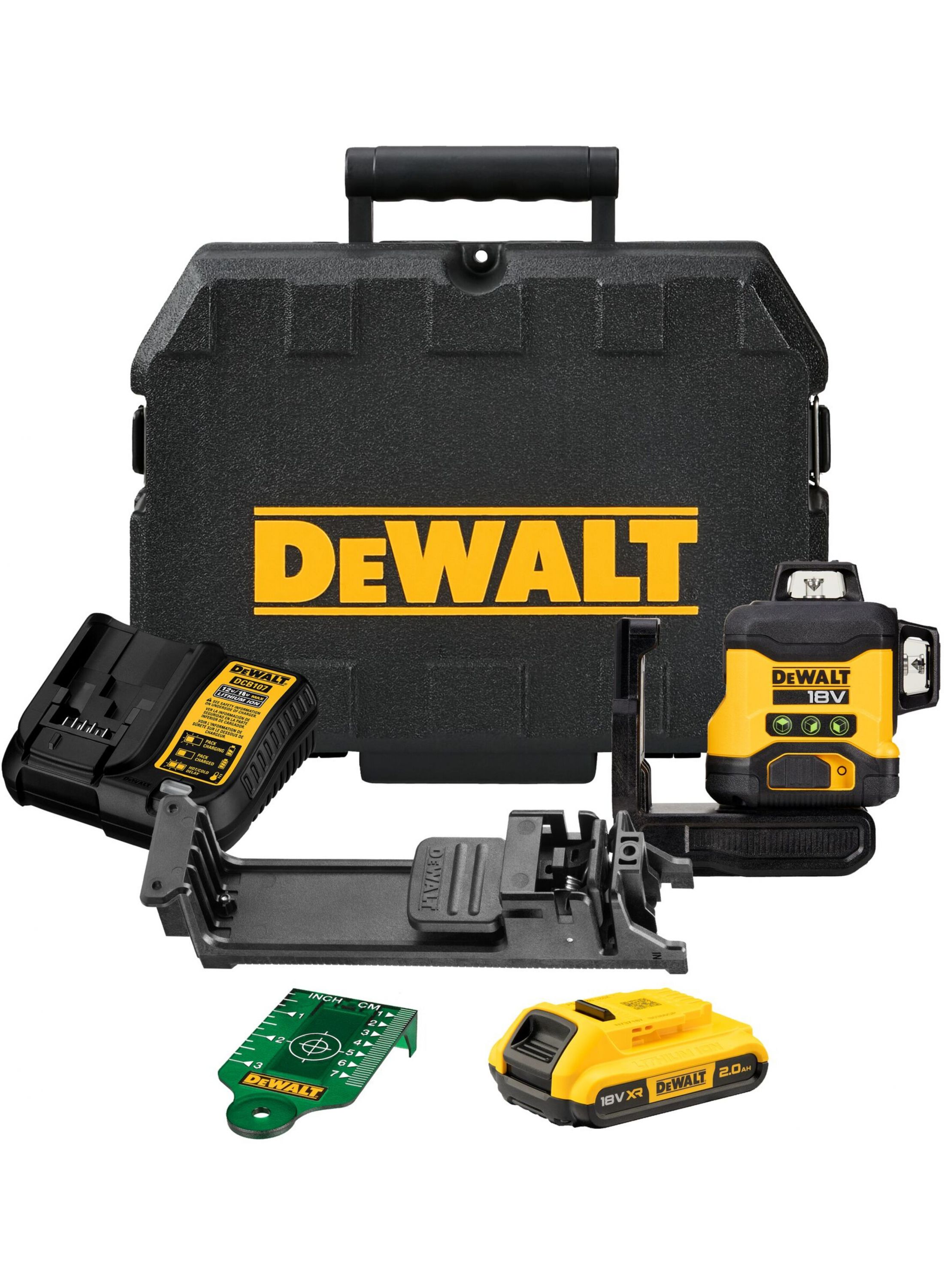 Niveau laser de ligne transversale DeWalt DCLE34031D1-QW; 18 V; 1x2,0 Ah accu.