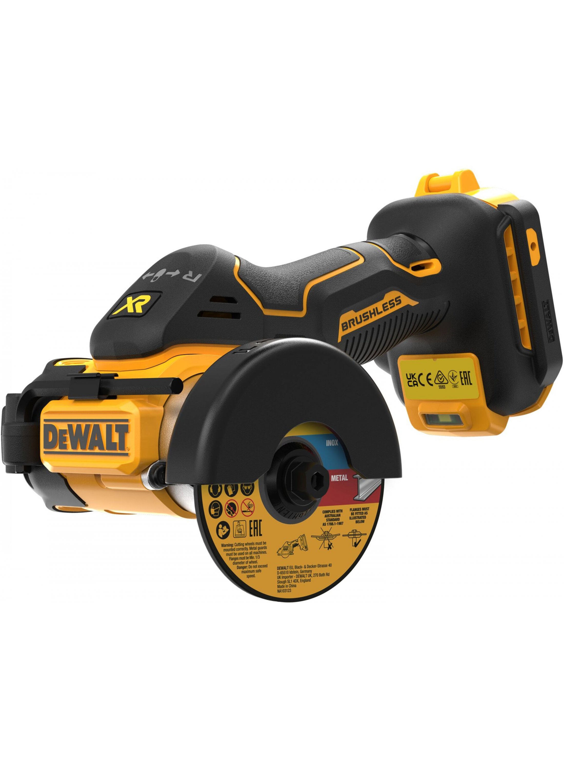 Meuleuse d'angle sans fil DeWalt DCS438N-XJ; 18 V (sans batterie et chargeur)